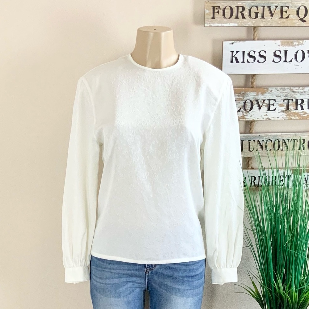 LIZ CLAIBORNE | Vintage 80's Button Up Blouse Sz 4 White